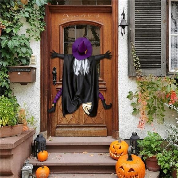 Halloween Decor Outsid57" Large Flying Witch Crashing into Tree Hanging Decor - Picture 5 of 7